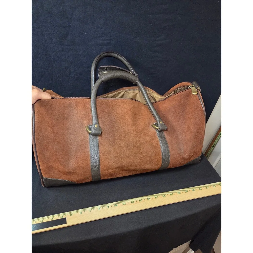 Marlboro Country Store 2003 Grit Gear Brown Suede Leather Duffel Bag Weekender